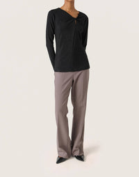Soaked In Luxury - Skylara Knotted Long Sleeve Glitter Top