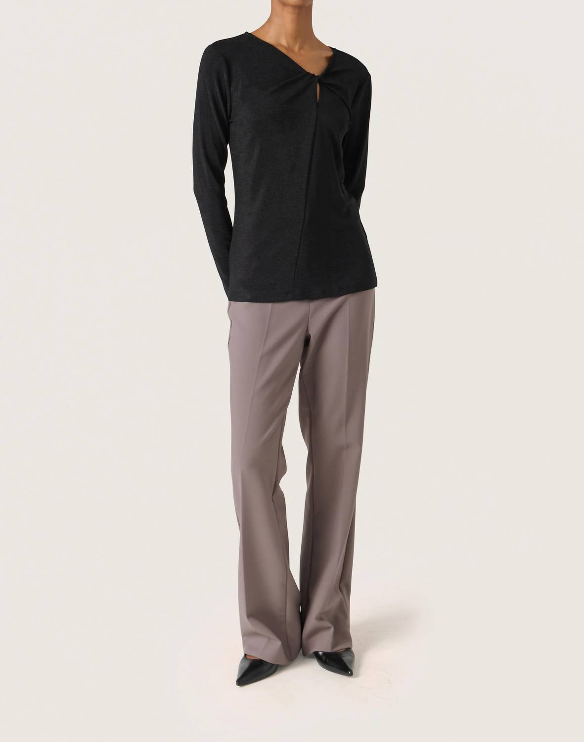 Soaked In Luxury - Skylara Knotted Long Sleeve Glitter Top