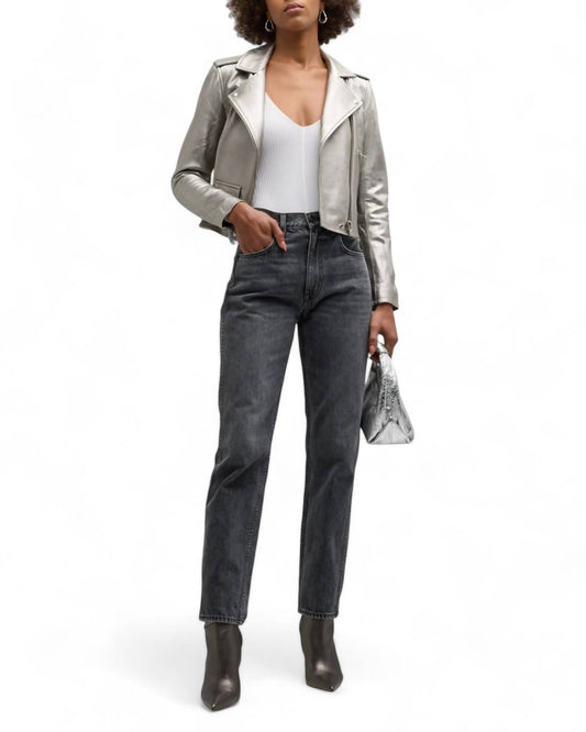 Iro - ASHVILLE CROPPED METALLIC LEATHER JACKET