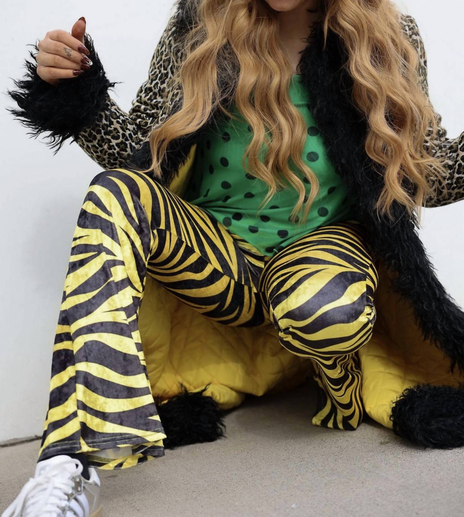 Burnt Toast/Emy Ave - Zebra Print Velvet Flare Pant