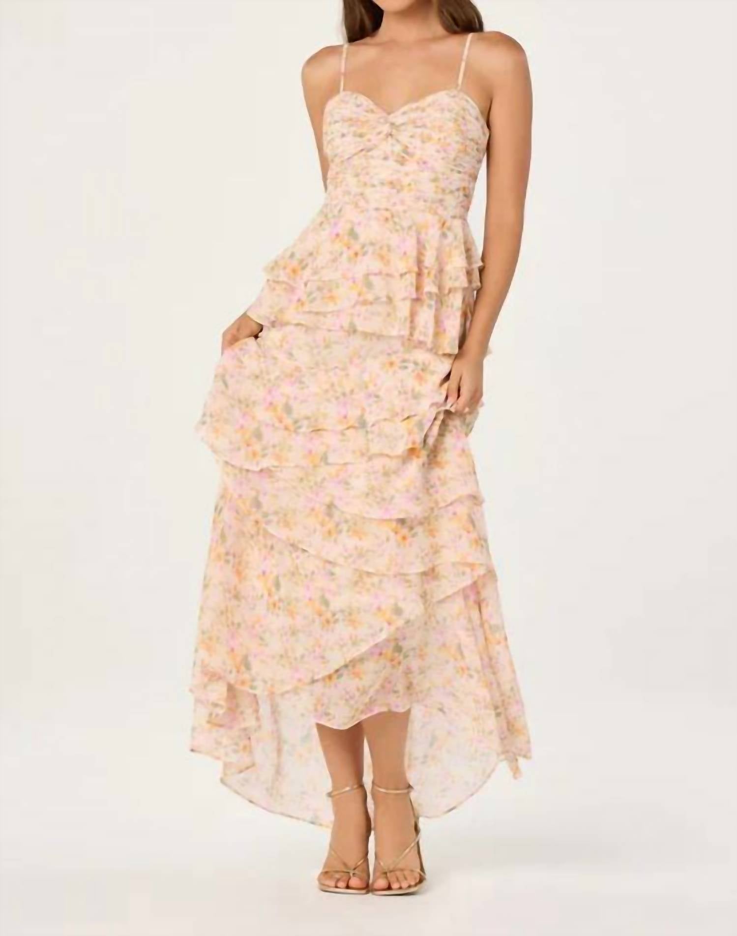 Astr - Coline Ruffle Chiffon Maxi Dress