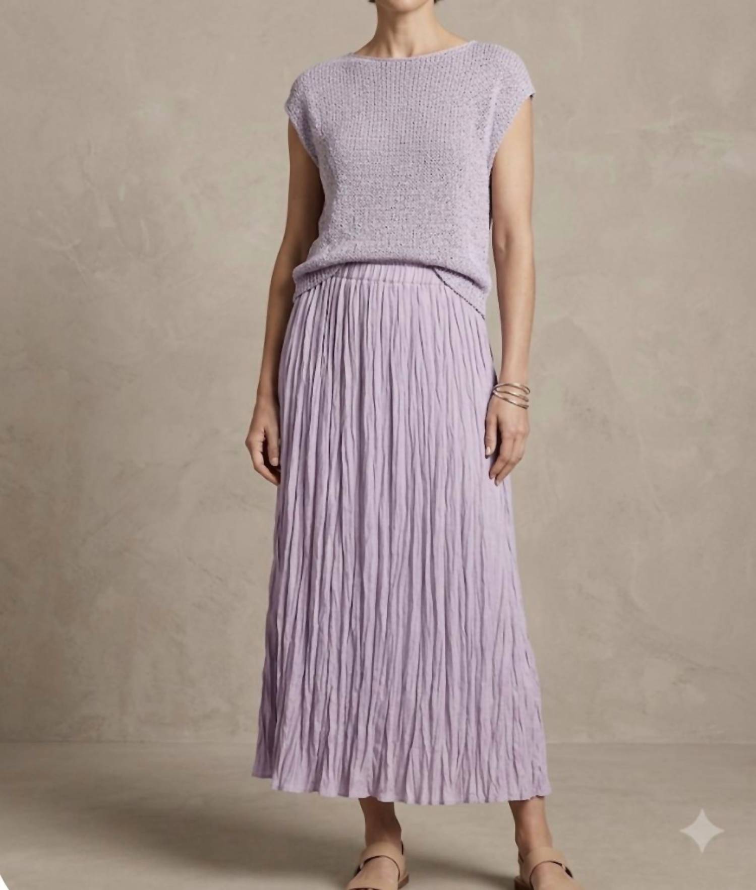 Lafayette 148 - Sleeveless Knit Top with Matching Crinkle Midi Skirt