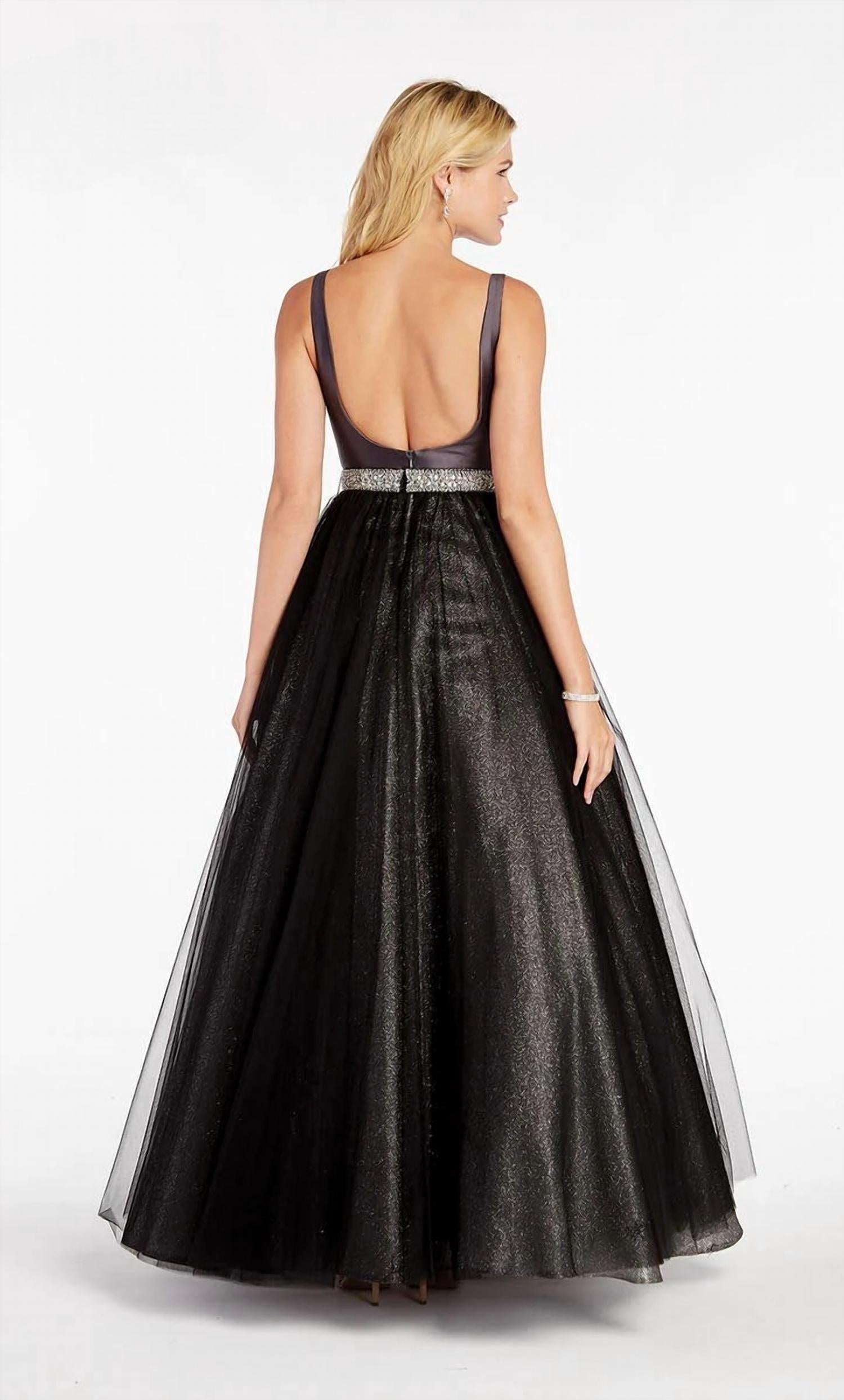 ALYCE PARIS Glitzy Shimmering Tulle Gown in dripping diamonds - women's dress - alternate view