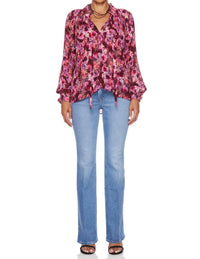 LUCY PARIS Femine Floral Blouse in magenta - women's blouse - detail view