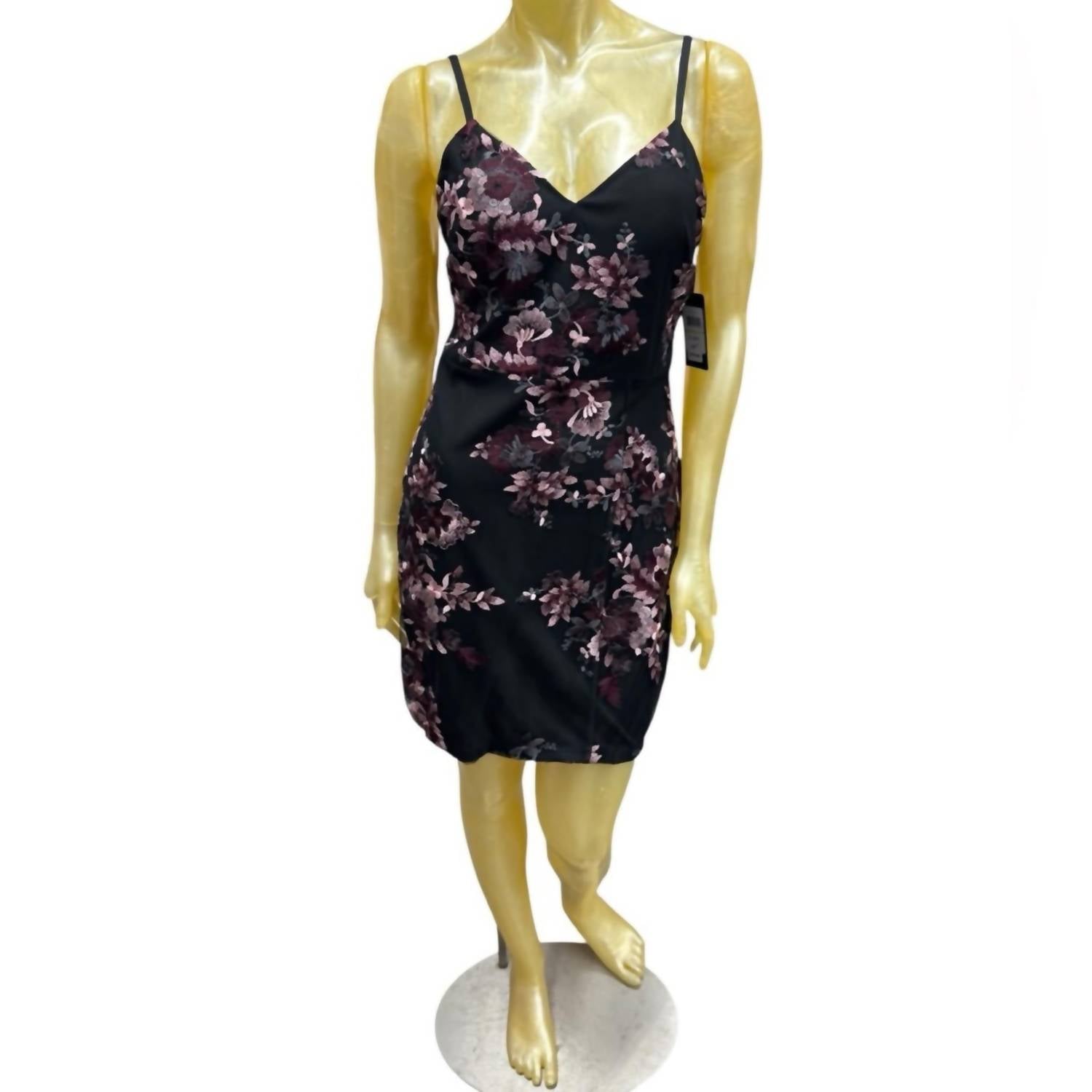 Guess Floral Sheath Mini Dress in black purple - women's dress - alternate view