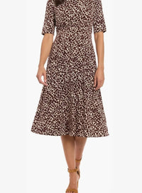 London Times - Multi Print A-Line Midi Dress