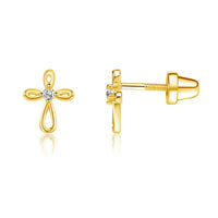 Cherished Moments - Little Girls 14k Gold-plated Infinity Cross Earrings