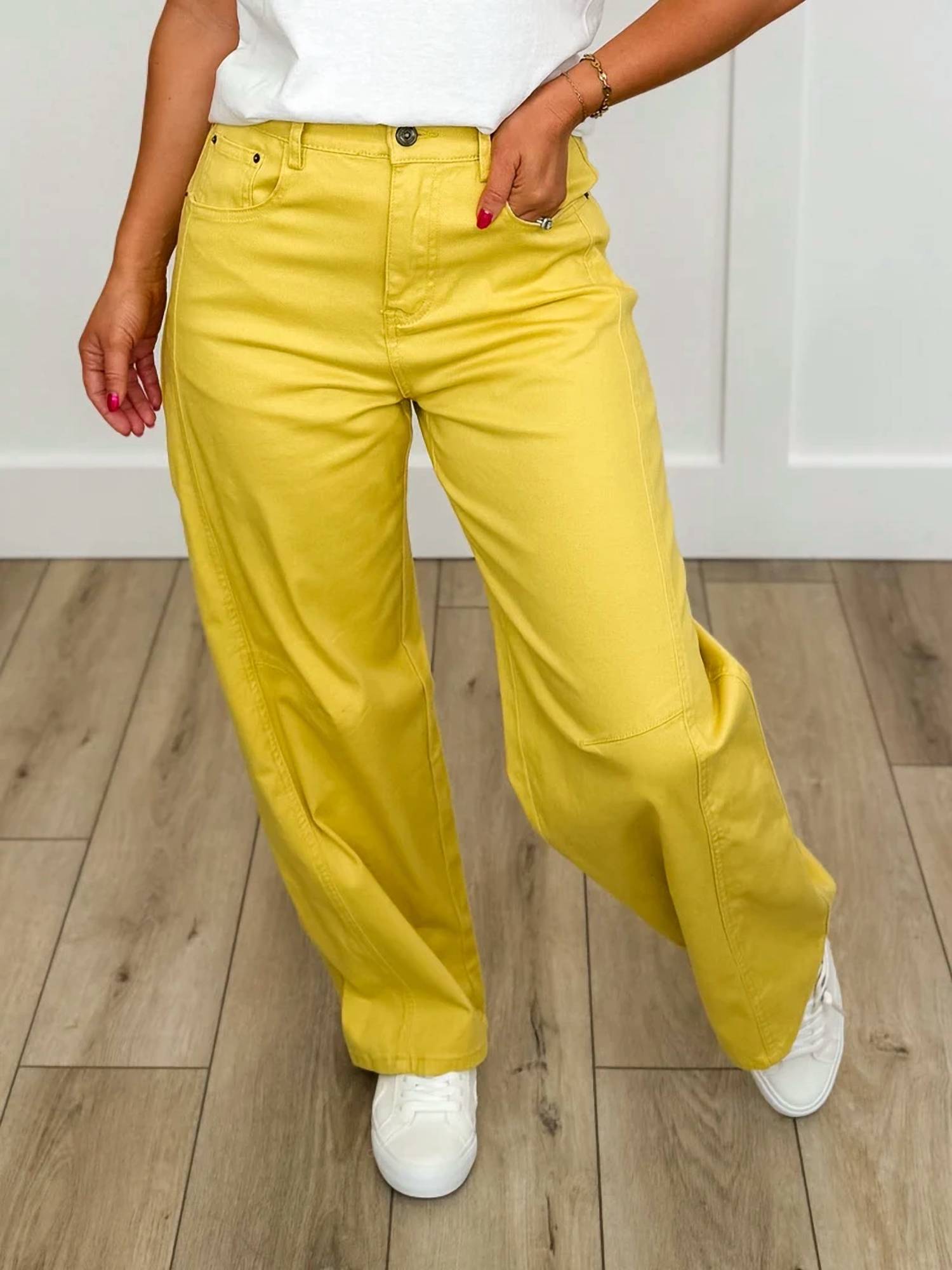 Davi & Dani - High-rise Cotton Blend Barrel Jeans