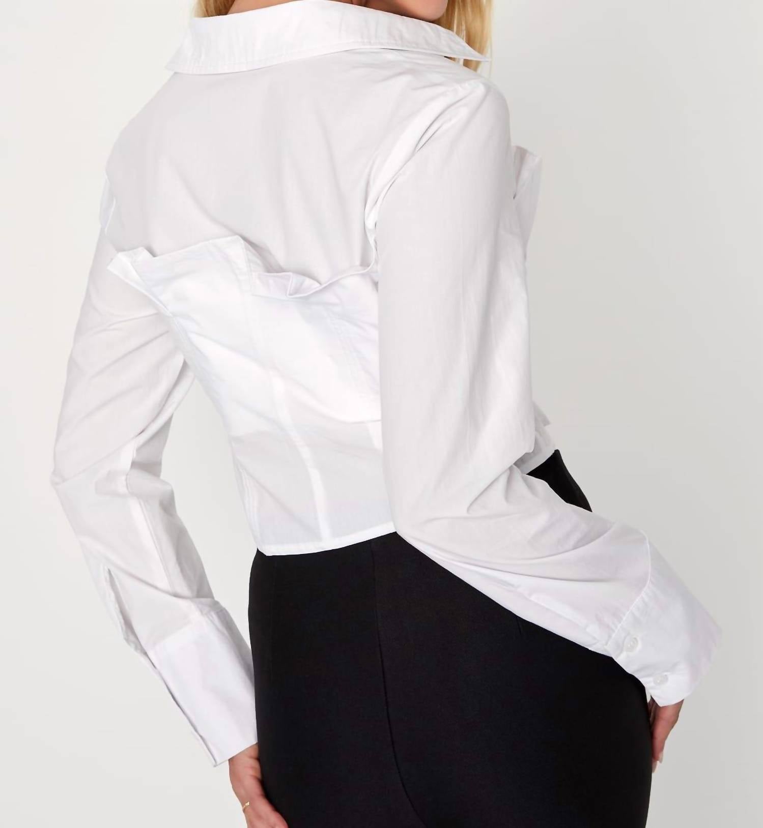Lulus - Sophisticated Twist Cropped Bustier Button-up Top