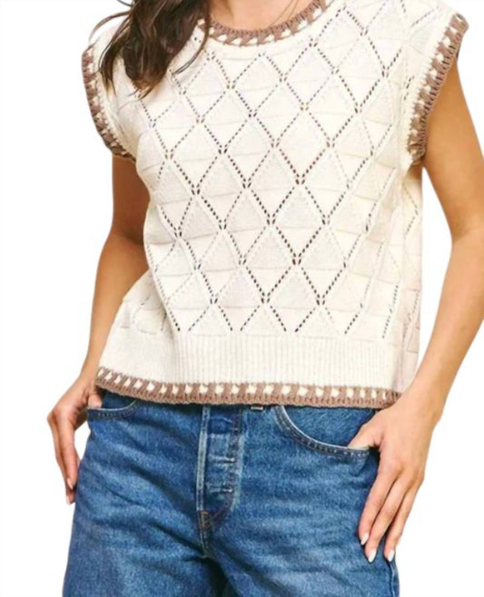 Pinch - Beauty Within Sleeveless Crochet Sweater Top