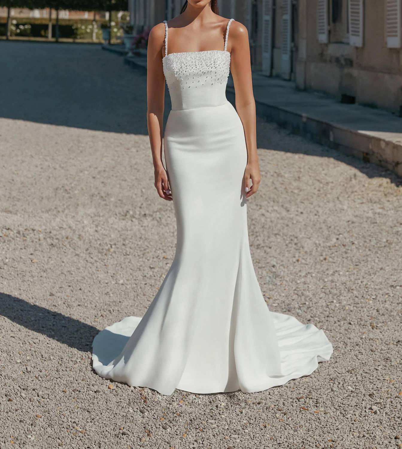 Sincerity - Stretch Crepe Fit And Flare Wedding Gown