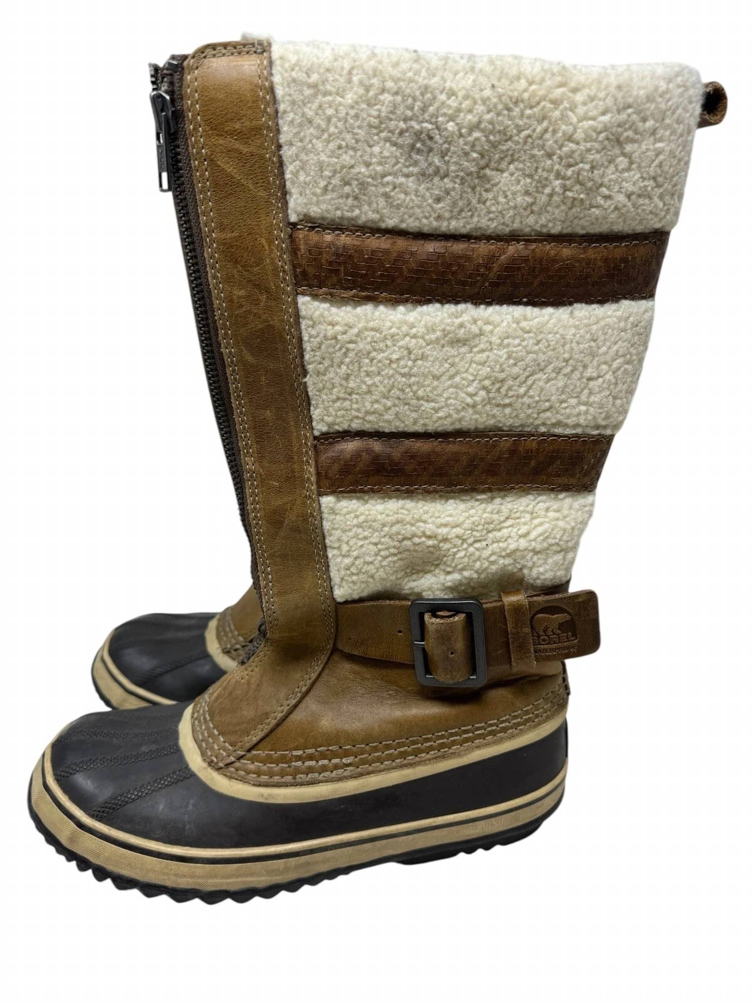 SOREL Women's Helen Of Tundra Leather Sherpa Tall Boots in flax sesame - women's shoe - alternate view