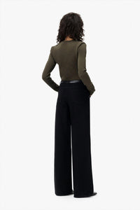 IRO Mala Asymmetrical Top in military khaki - women's long sleeve top - alternate view