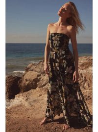 Promesa - Floral Chiffon Smocked Open-back Maxi Dress