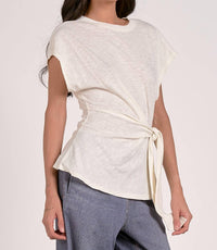 Elan - Cap Sleeve Top With Side Tie