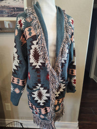 Jodifl Western Fringe Cardigan Sweater Coat in multi - women's cardigan - alternate view