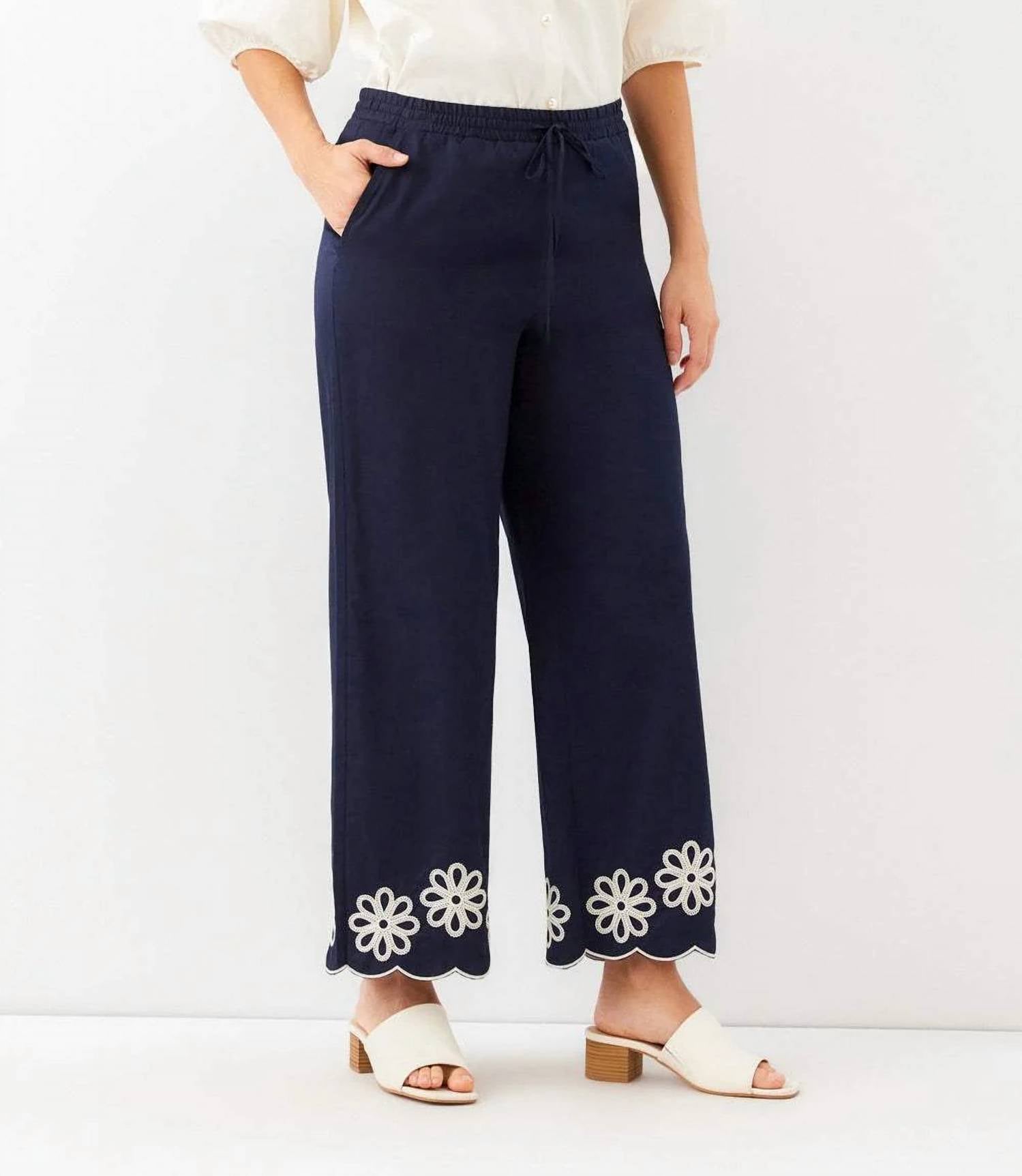 Karen Kane - Scallop Drawstring Pants - Petite