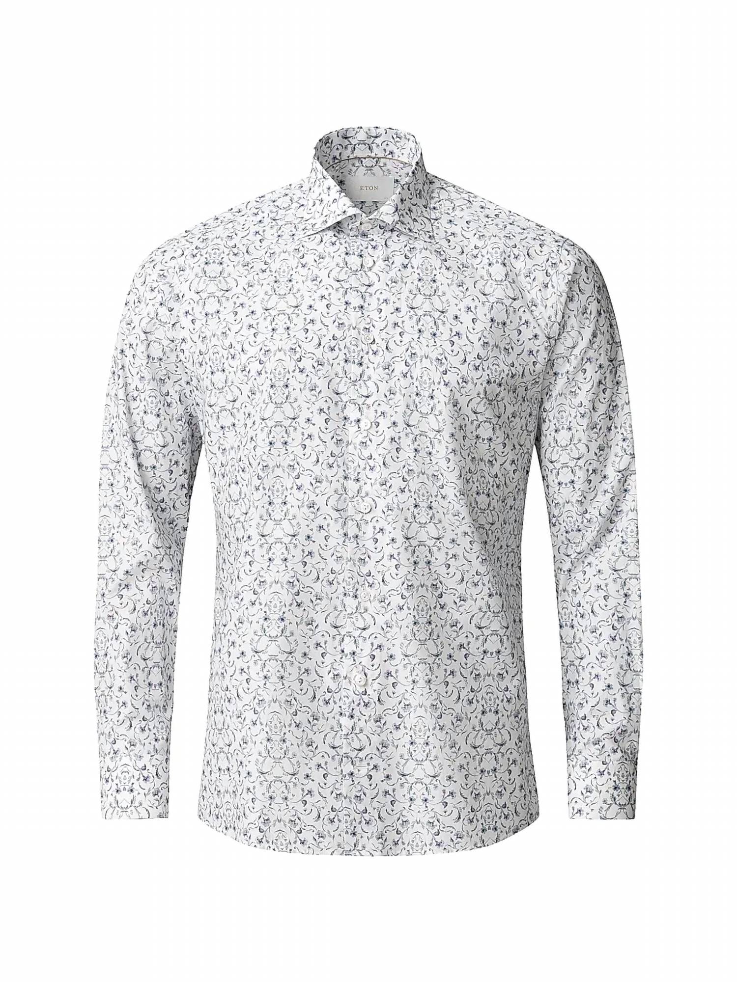 Eton Men’s Floral Organic Cotton Dress Shirt in white - men's shirt