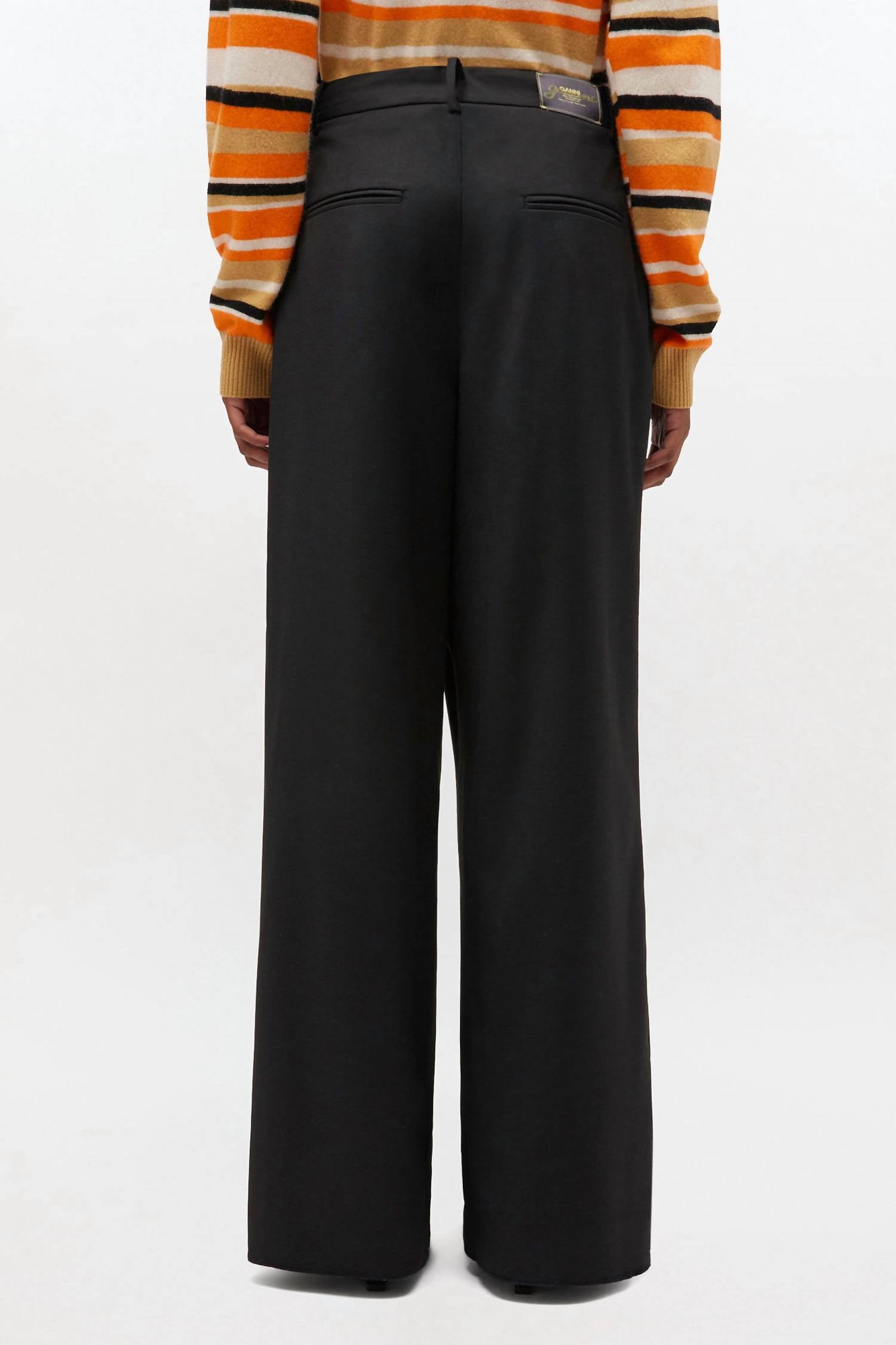 Ganni - Calendered Wool Mid Waist Pants