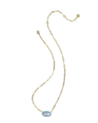 Kendra Scott Women's Elisa Enamel Frame Paperclip Necklace in gold periwinkle illusion - women's jewelry - detail view
