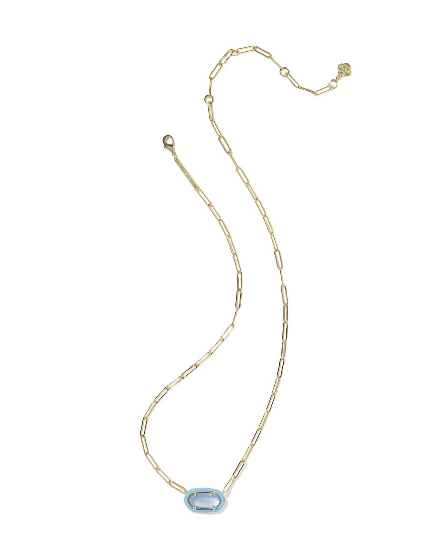 Kendra Scott Women's Elisa Enamel Frame Paperclip Necklace in gold periwinkle illusion - women's jewelry - detail view