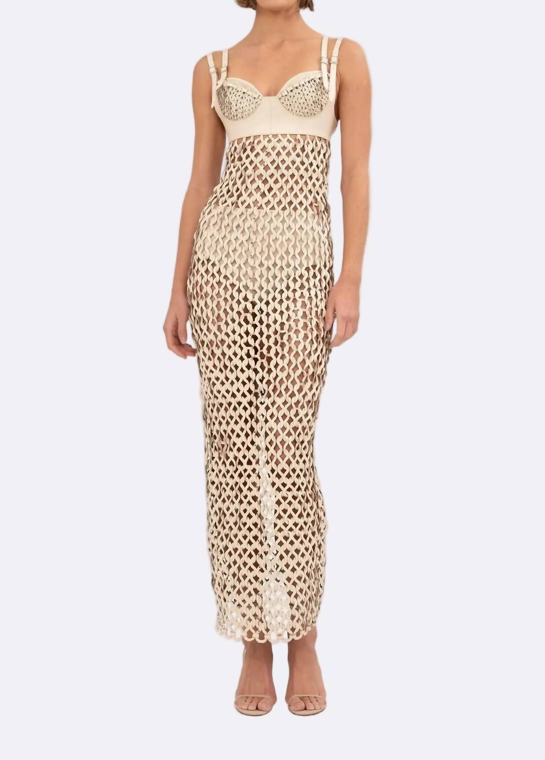 Nonchalant Label Harley Crocheted Midi Dress in crema - women's dress