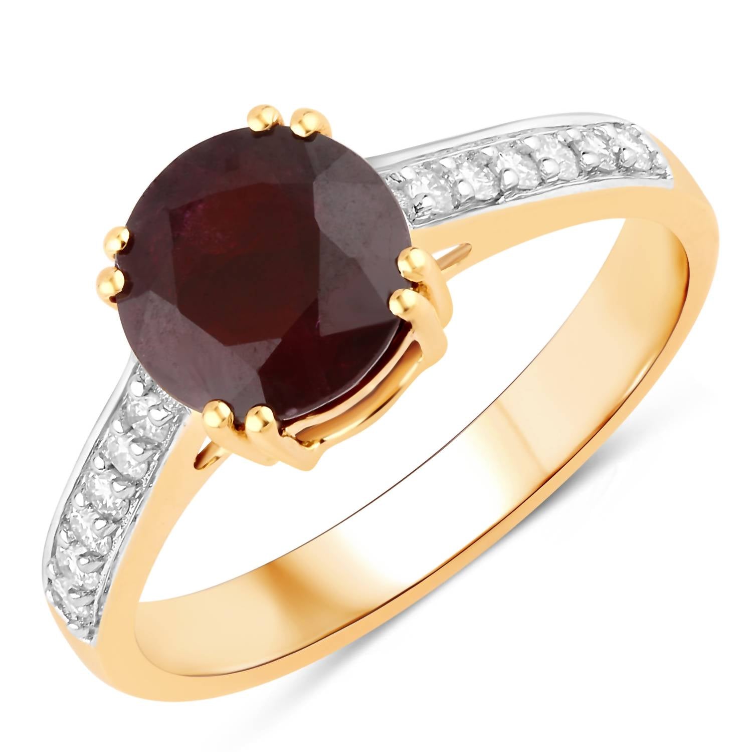 Diana M Jewels Women's Round Natural Ruby Fashion Ring (2.20 Ct) - Classic Plus in 14k yellow gold - women's jewelry