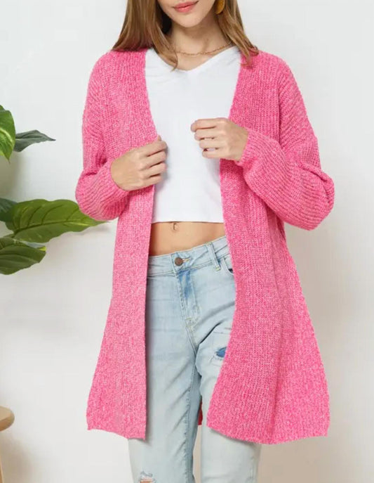 RIBBED-KNIT OPEN-FRONT CARDIGAN