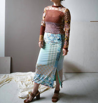 Altar Inesse Bodycon Skirt in blue quilt - women's skirt