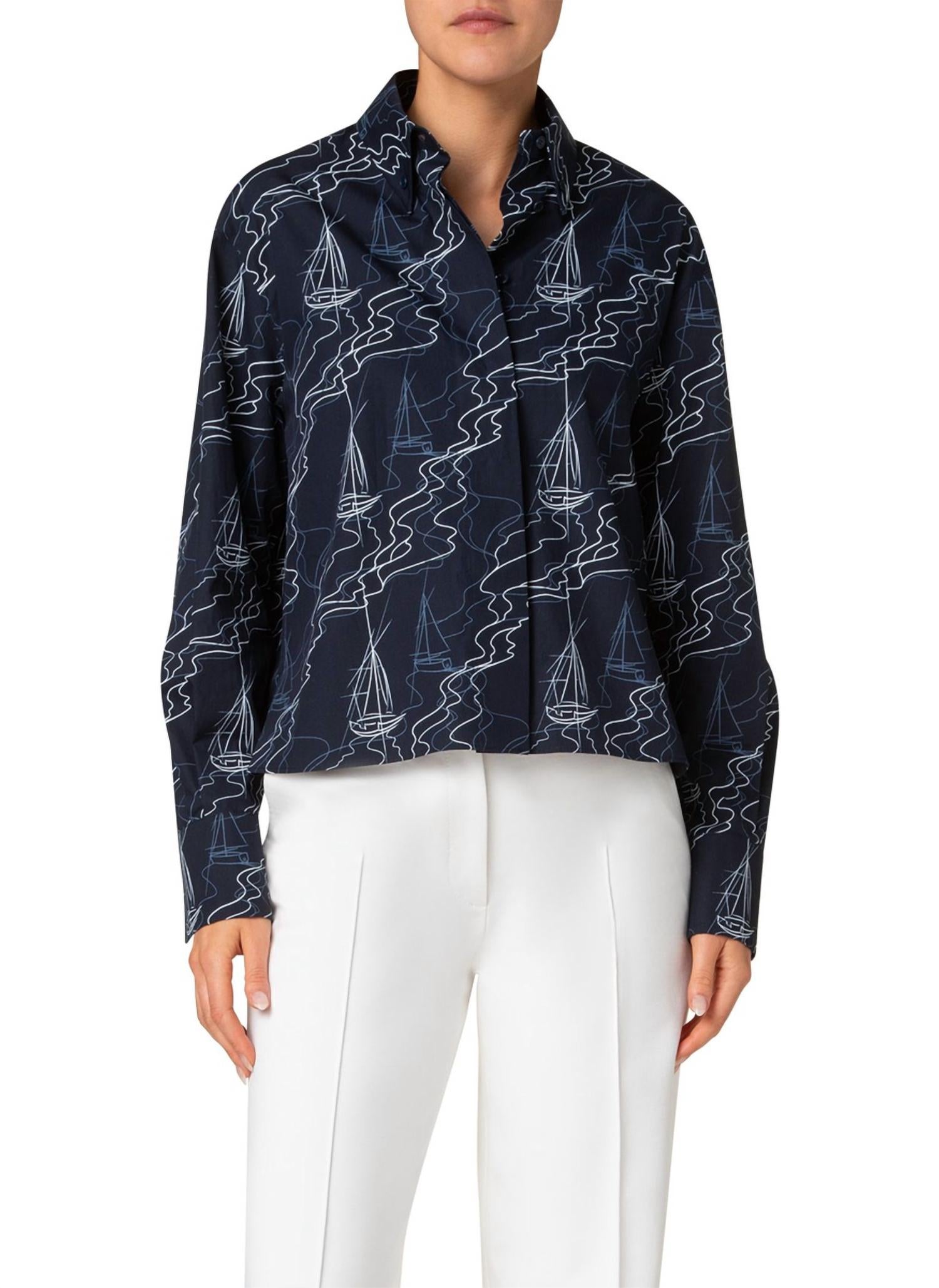 Akris Punto - Sailboat Print Poplin Blouse