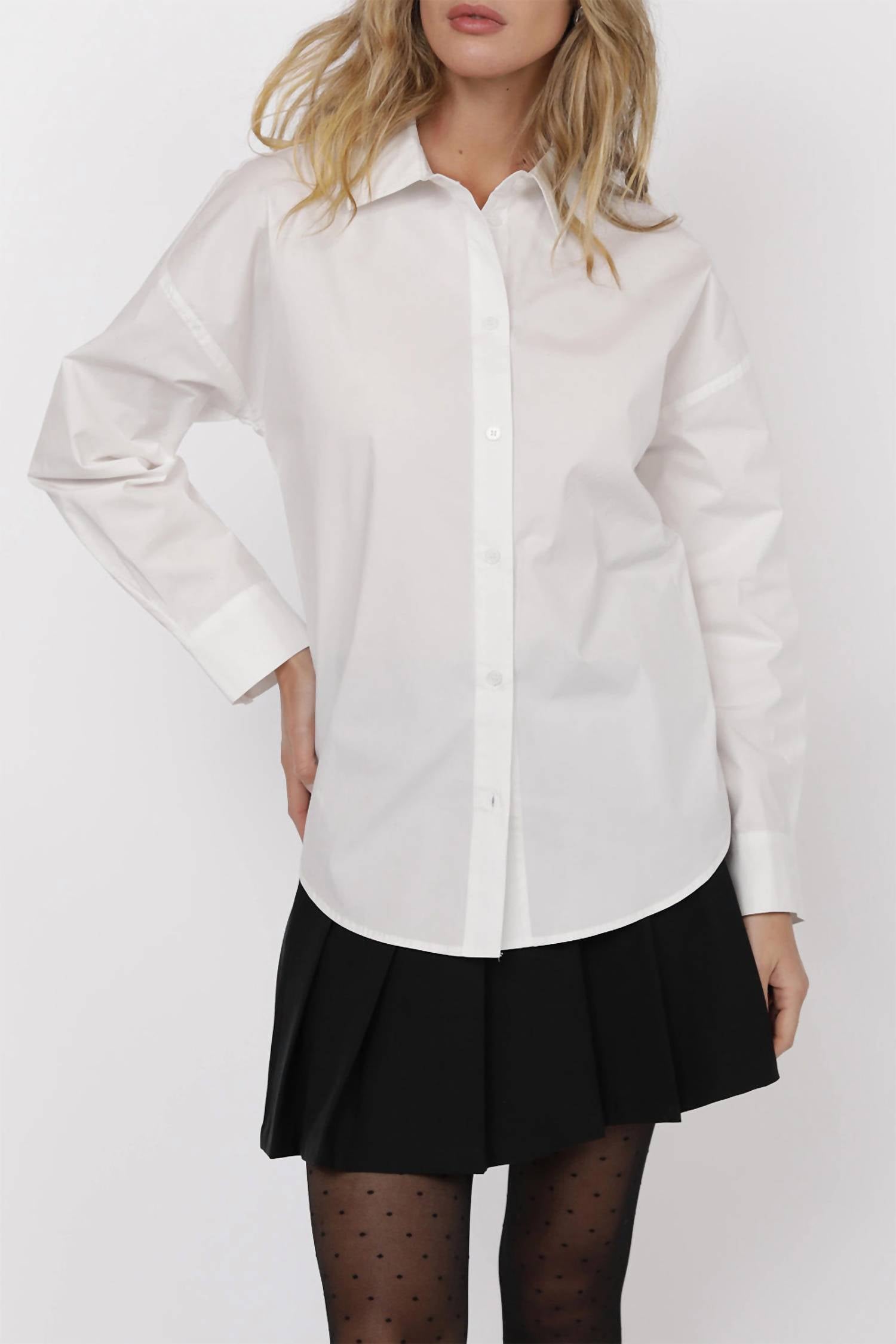 SAGE THE LABEL DAZED POPLIN SHIRT in white - women's shirt