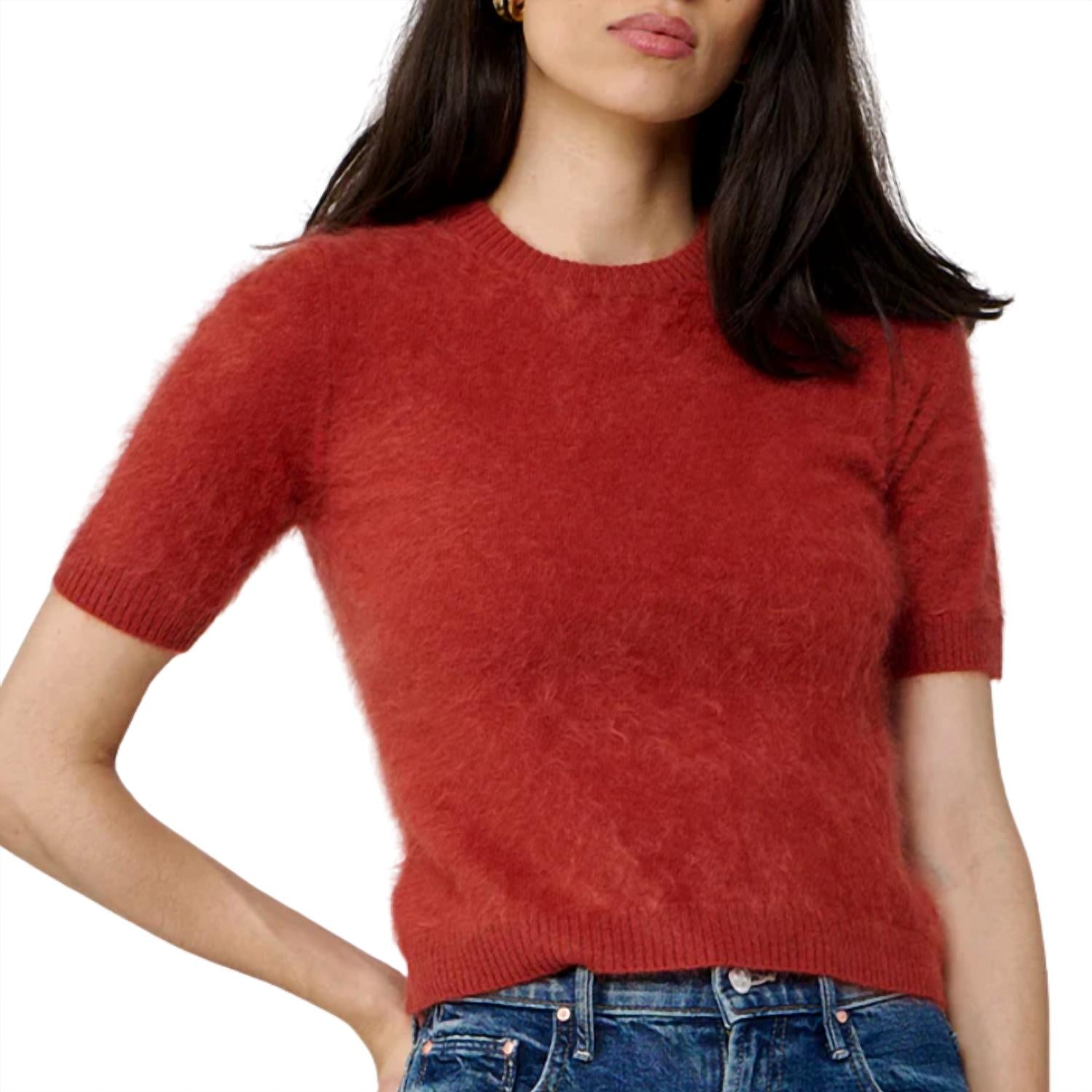 Autumn Cashmere Cropped Short Sleeve Crew Tee in ginger - women's t-shirt