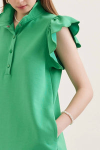 Entro - Scallop Flutter Sleeve Dress