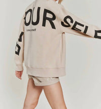 JADE BY JANE Be Yourself Love Yourself Oversized Sweatshirt in beige - women's top - view 5