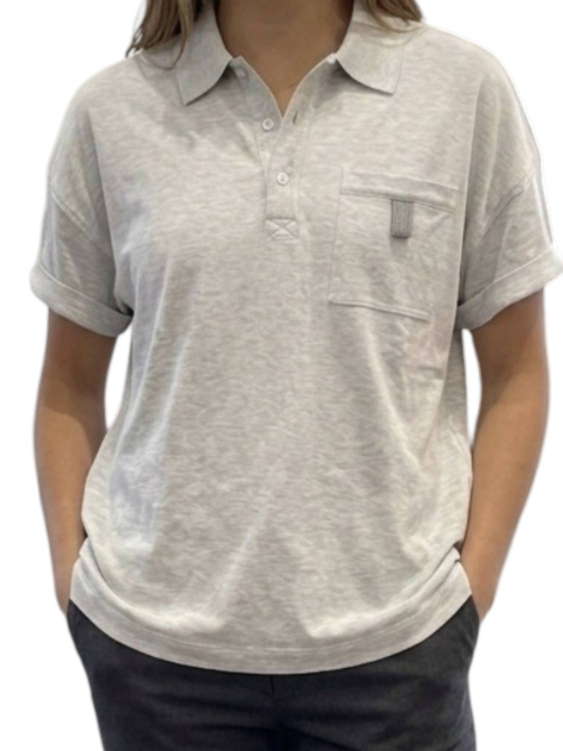 Brunello Cucinelli - Polo shirt with crystal logo