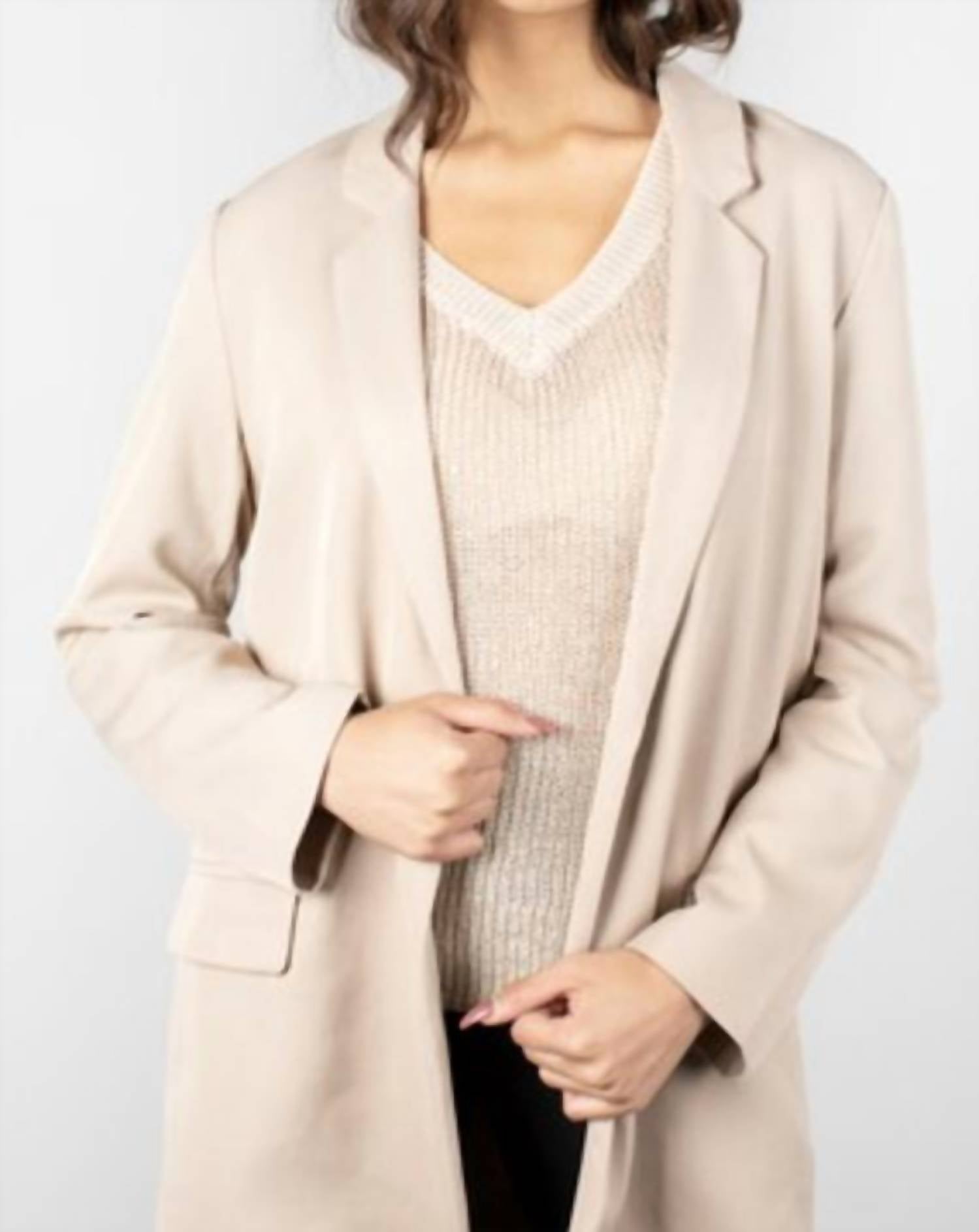 Mod Ref - Long Tan Ribbed Blazer