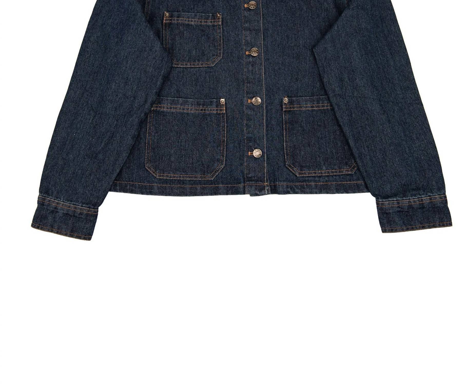 8apart Junior Women's Catherine Contrast Collar Denim Jacket in dark wash - women's jacket