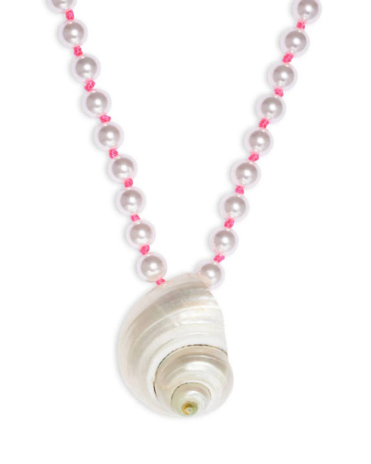 Aqua - Shell Imitation Pearl Beaded Pendant Necklace