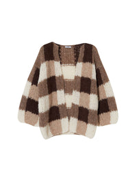 Maiami - Fleecy Alpaca Checkered Cardigan