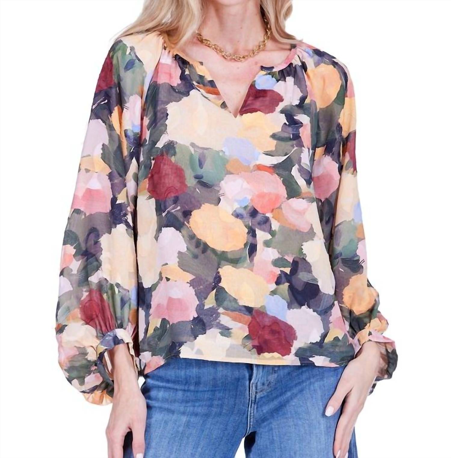 Joy Joy - Floral Bishop Sleeve Top