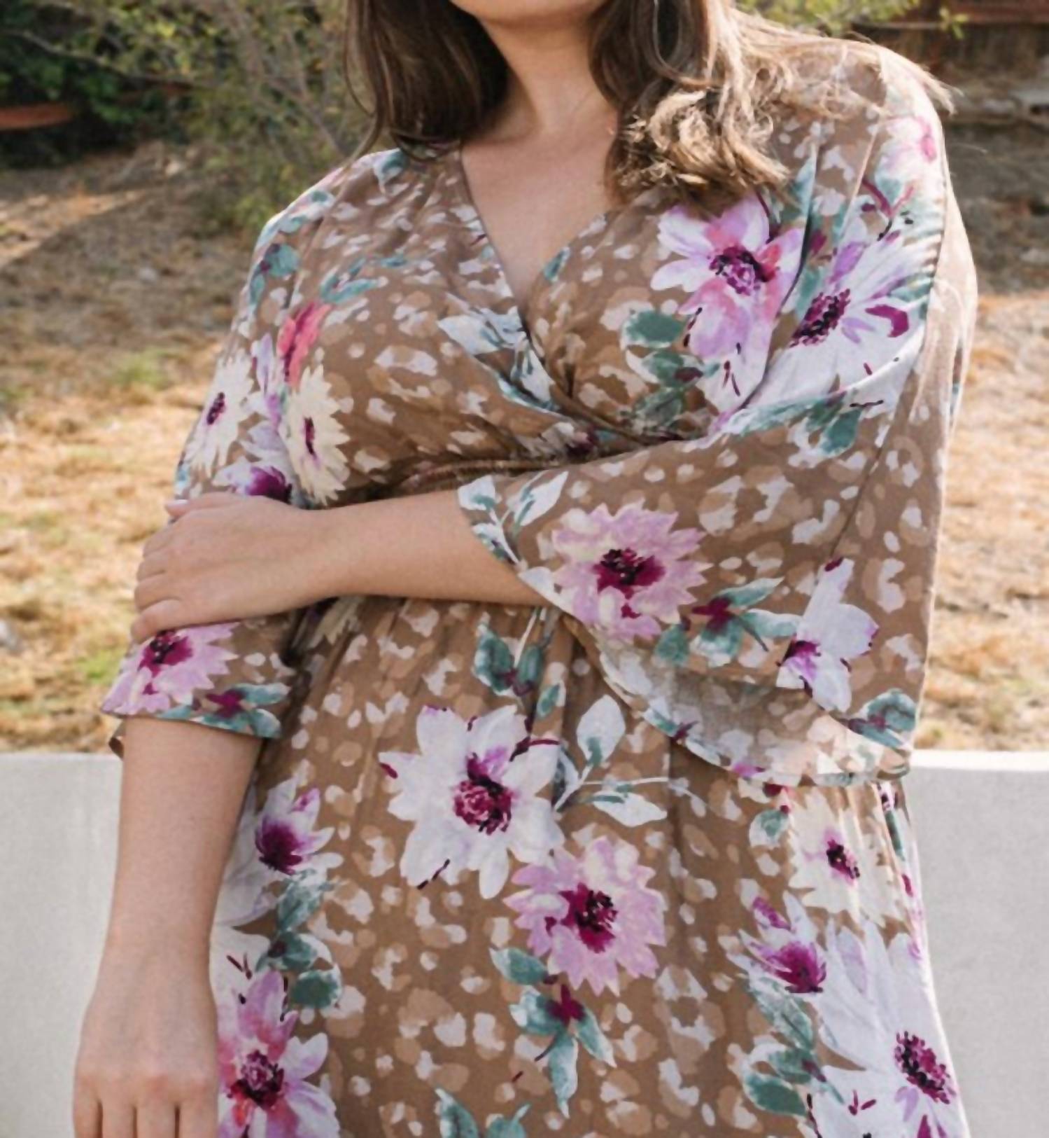 Hayden La - Leopard Floral Print Maxi Wrap Dress