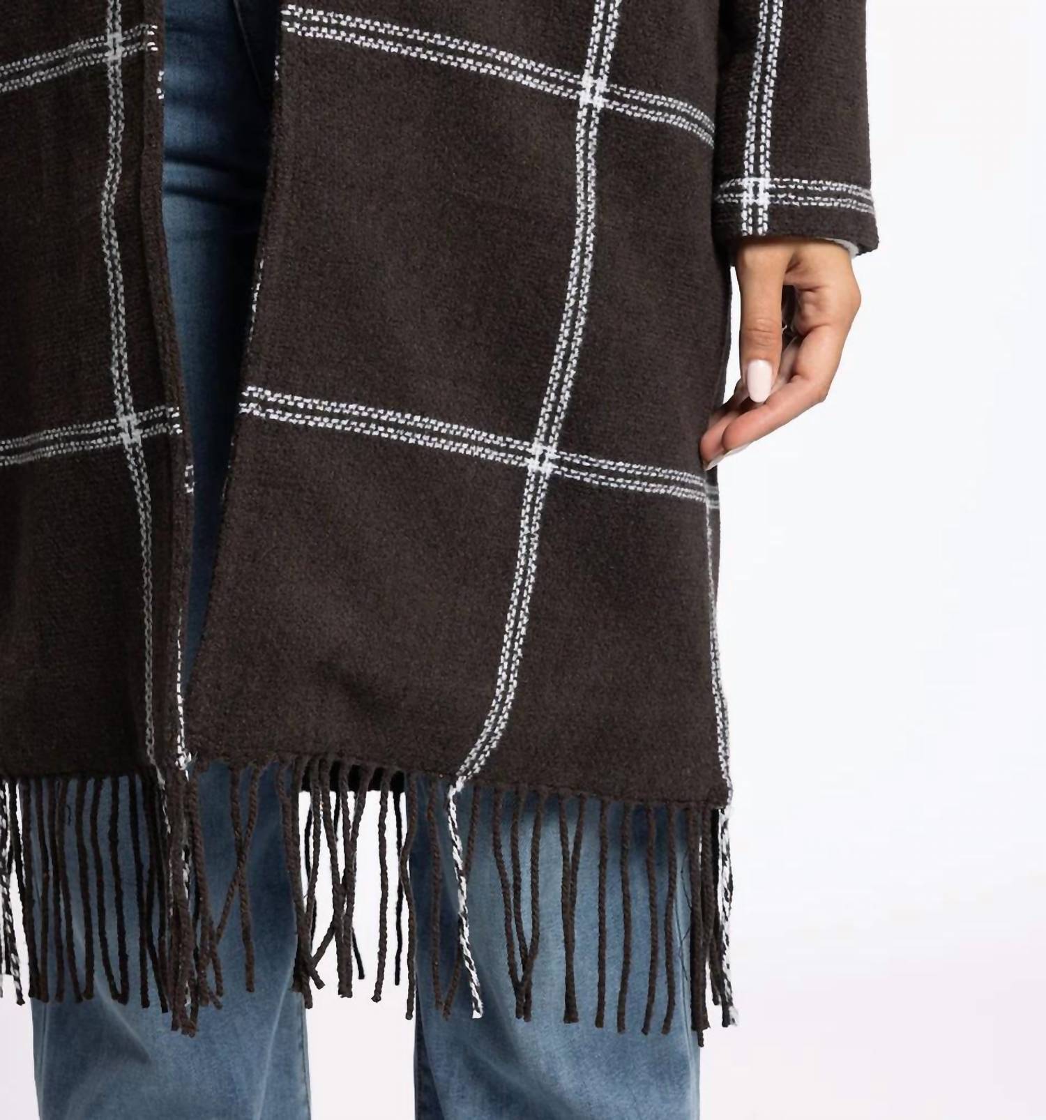 Thread & Supply Luciana Staple Coat in dark fudge plaid - women's jacket - view 5