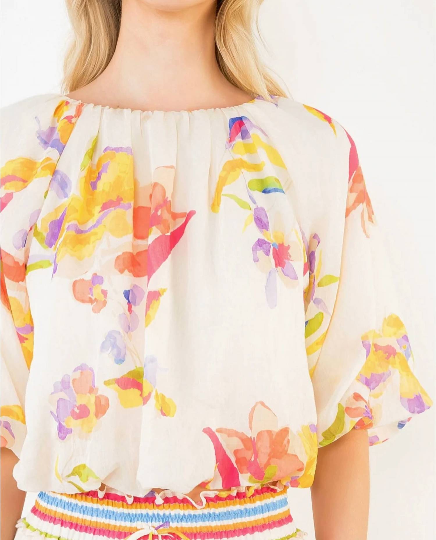 Thml - Floral Gathered Neck Top