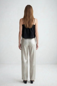 NARY Pleated High Waist Trouser in champagne - women's pants - view 4