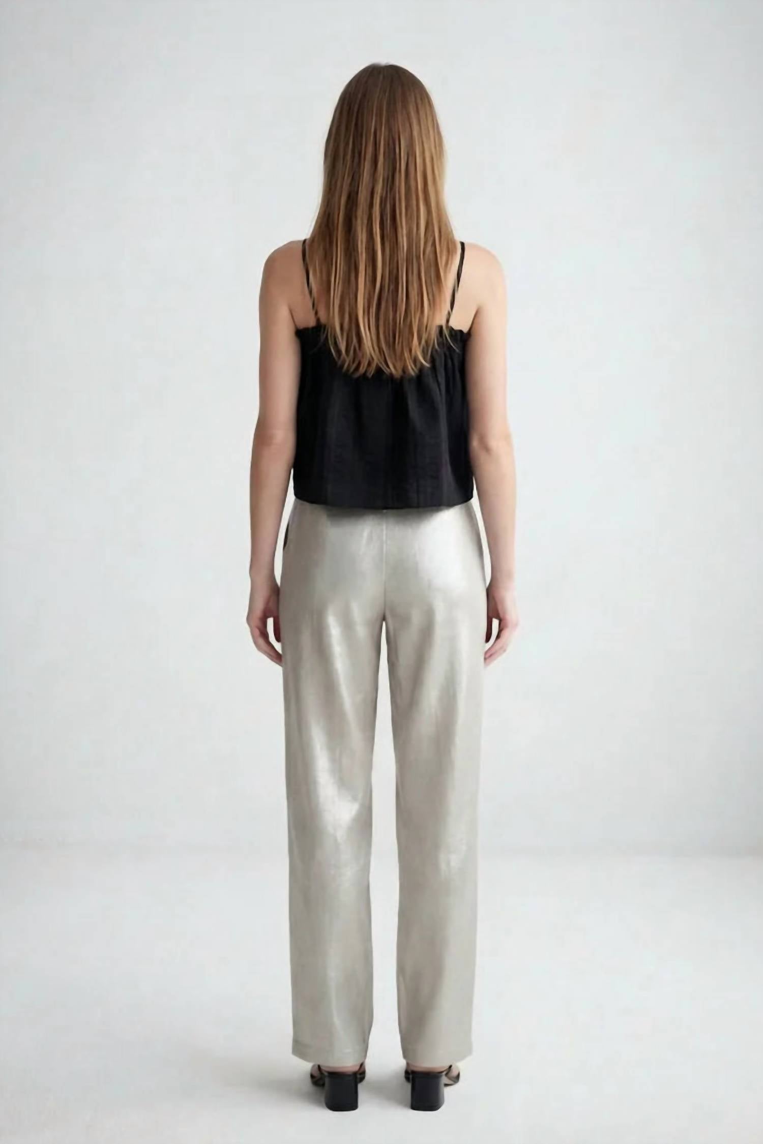 NARY Pleated High Waist Trouser in champagne - women's pants - view 4