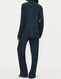 Beach Riot Livy Top & Connie Pant Set in wintergreen plaid - women's intimate - detail view