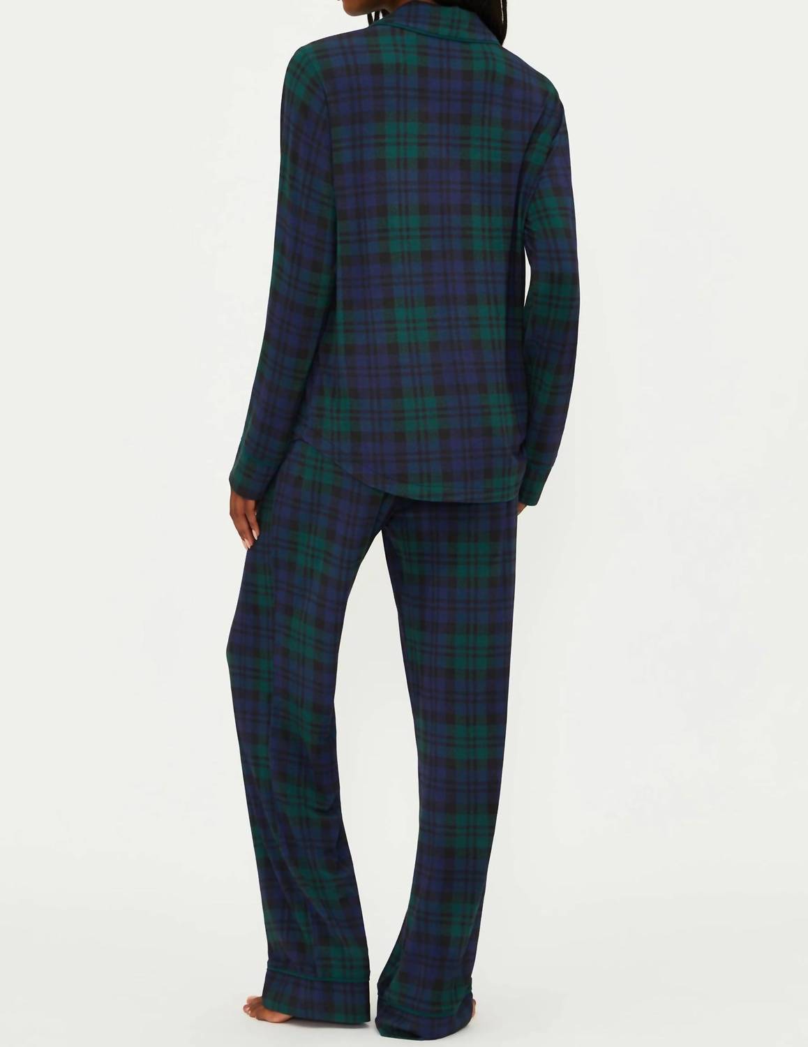Beach Riot Livy Top & Connie Pant Set in wintergreen plaid - women's intimate - detail view