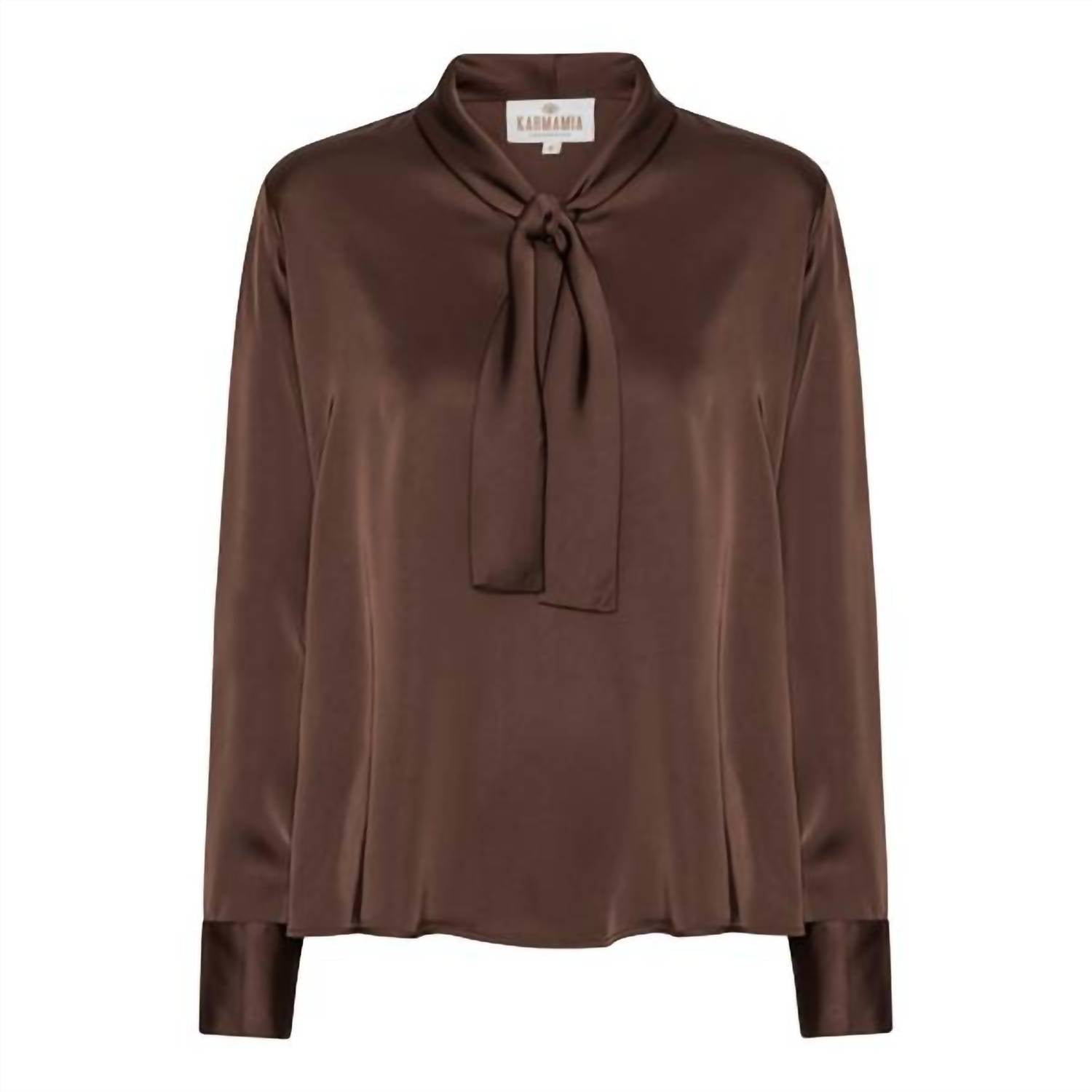 Karmamia Audrey Blouse in semi rich brown - women's blouse - detail view