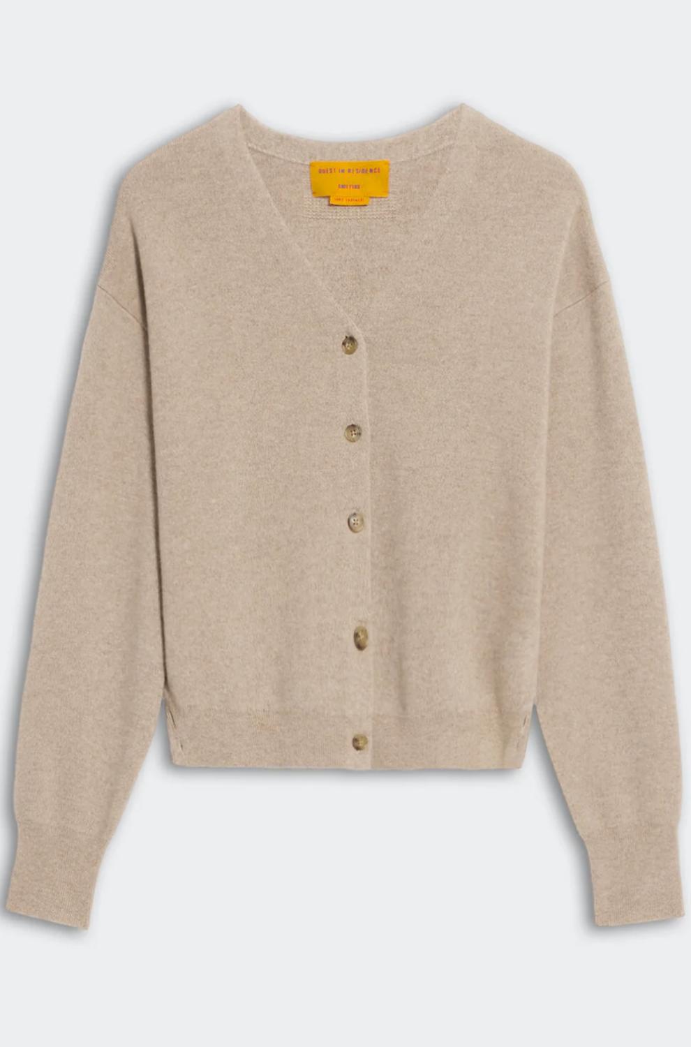 Guest In Residence Collegiate Cardigan in residence collegiate cardigan in taupe - women's cardigan - alternate view