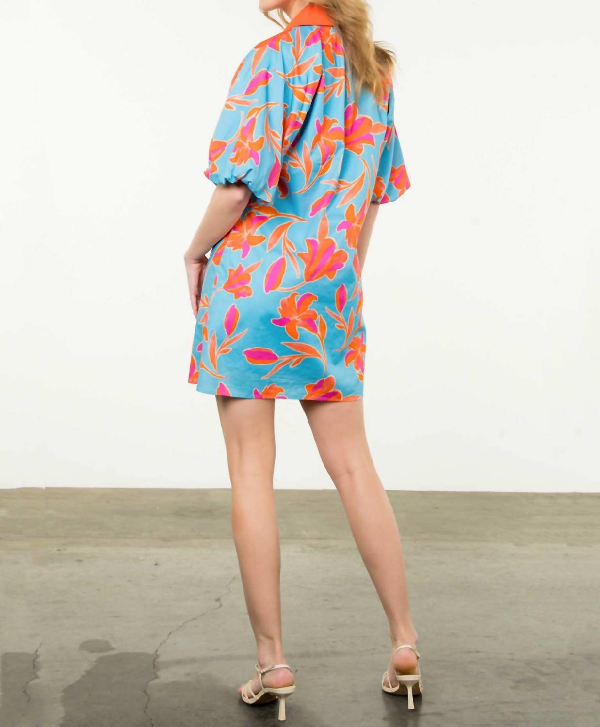 Thml - Puff Sleeve Flower Print Mini Dress